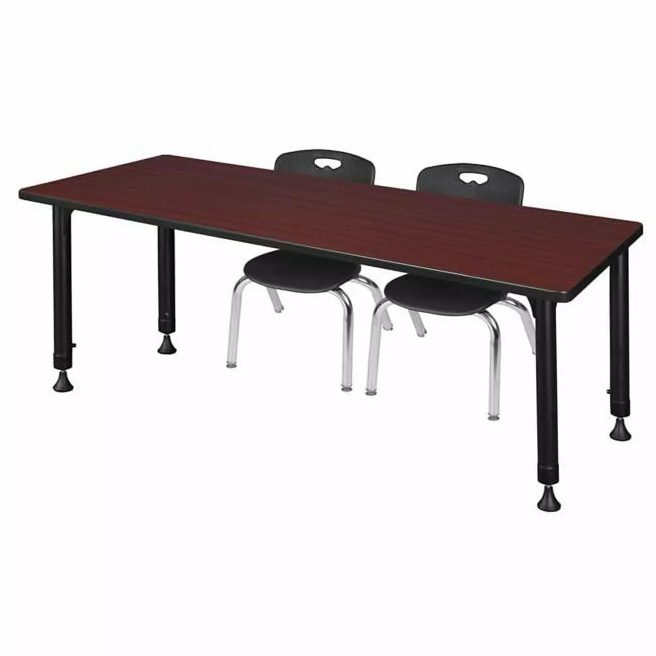 Regency Kee 66 x 30 . Adjustable Classroom Table Mahogany 2 Andy 12 . Stack Chairs Black