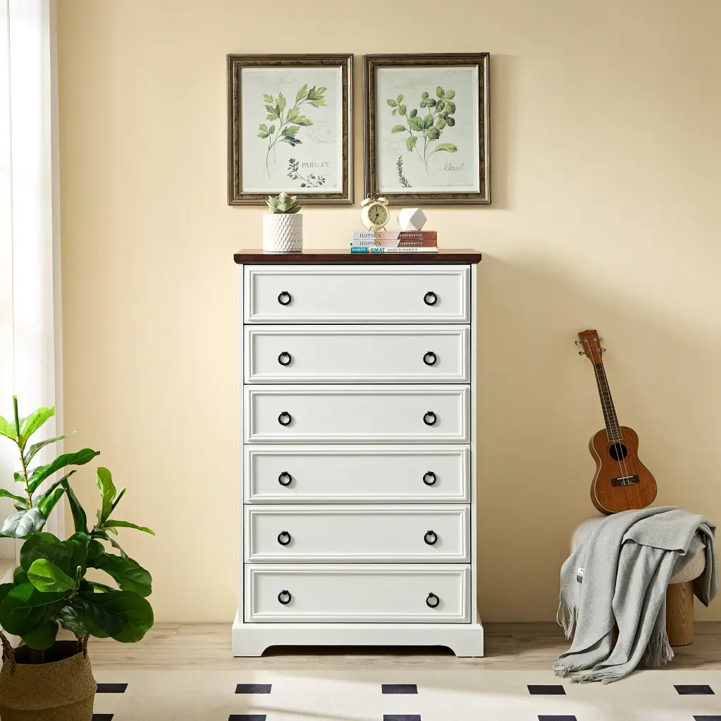 Modern 6 Drawer Dresser Tall Chest Drawers Bedroom Storage rnb