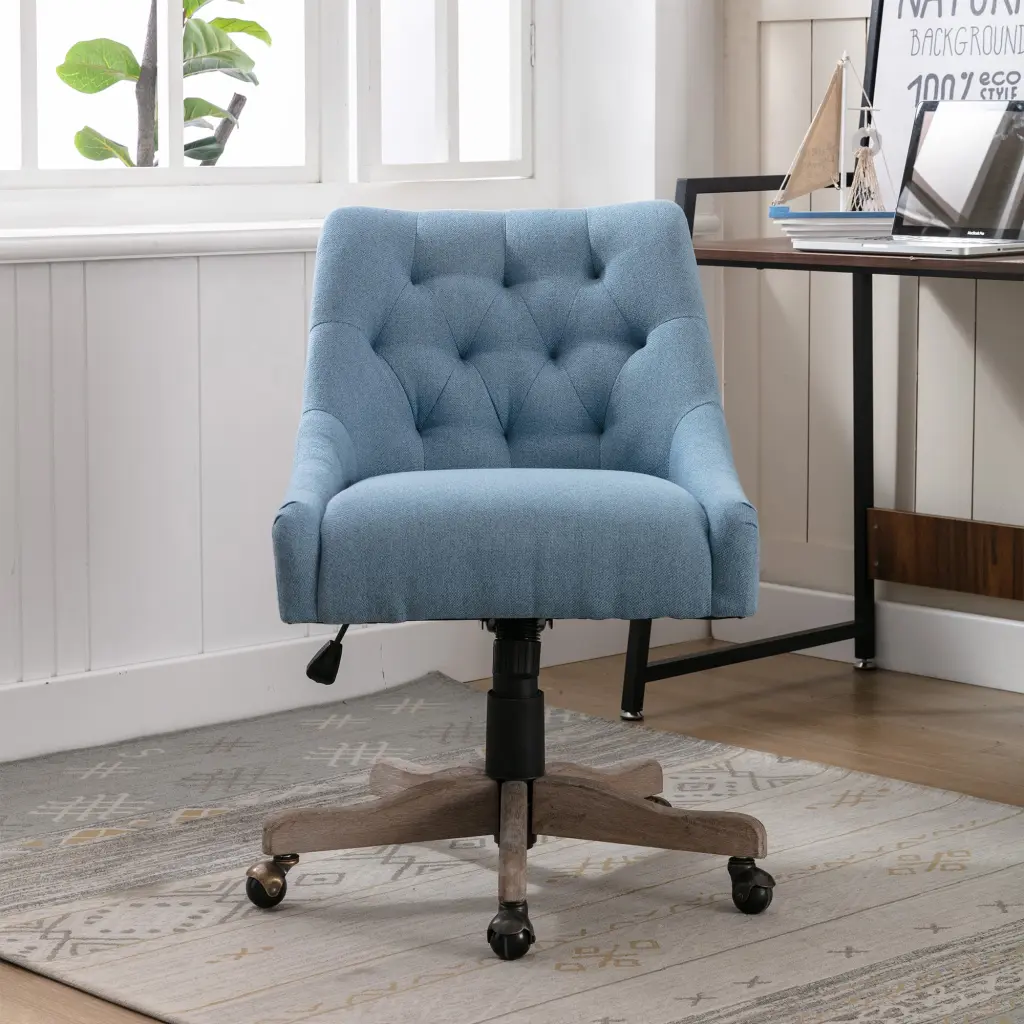 Coolmore Adjustable Height Swivel Office Chair Wheels and Linen Upholstery coolmore w-395