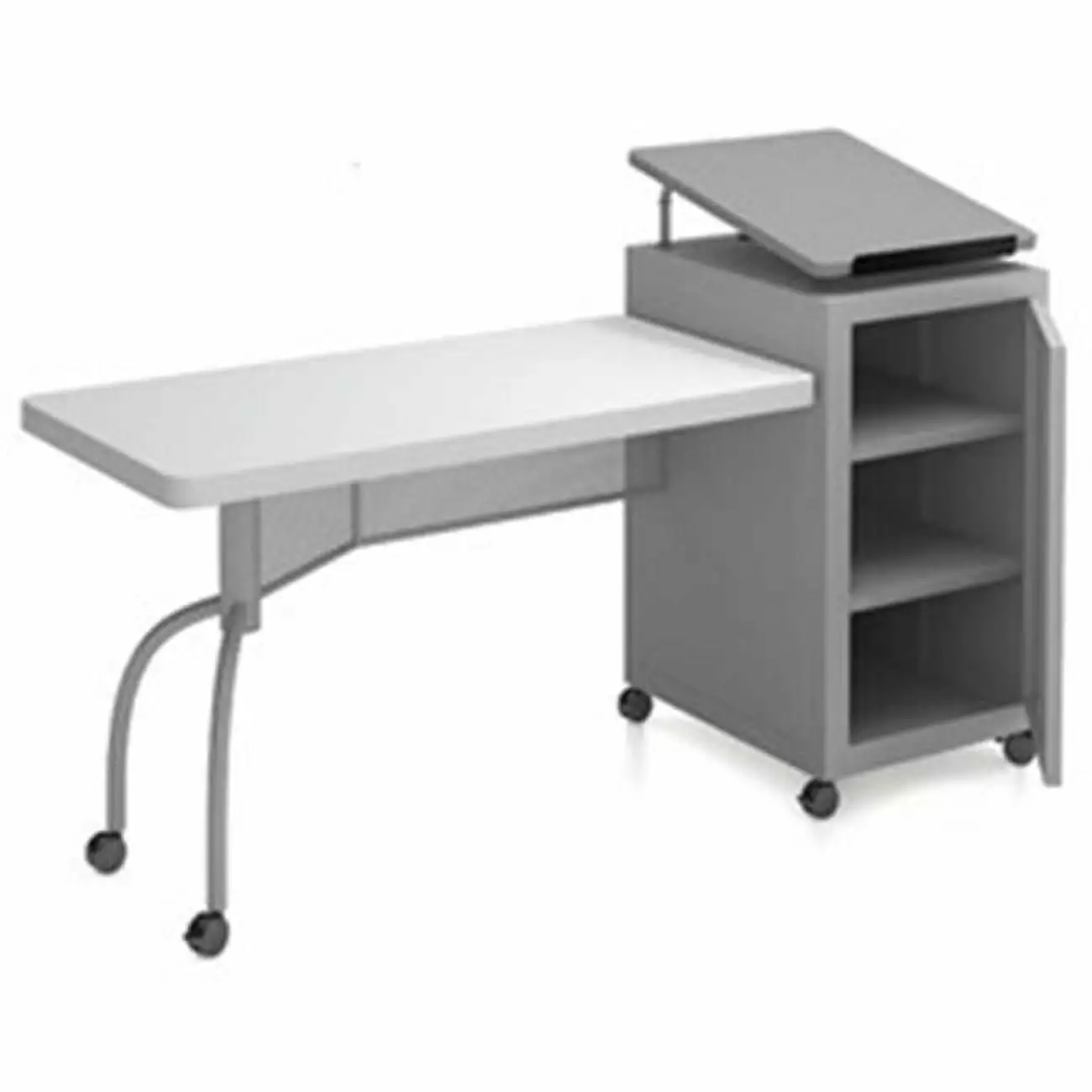 Oklahoma Sound Edupod Series Metal Teacher's Desk and Lectern Combo Gray - Classroom Furniture