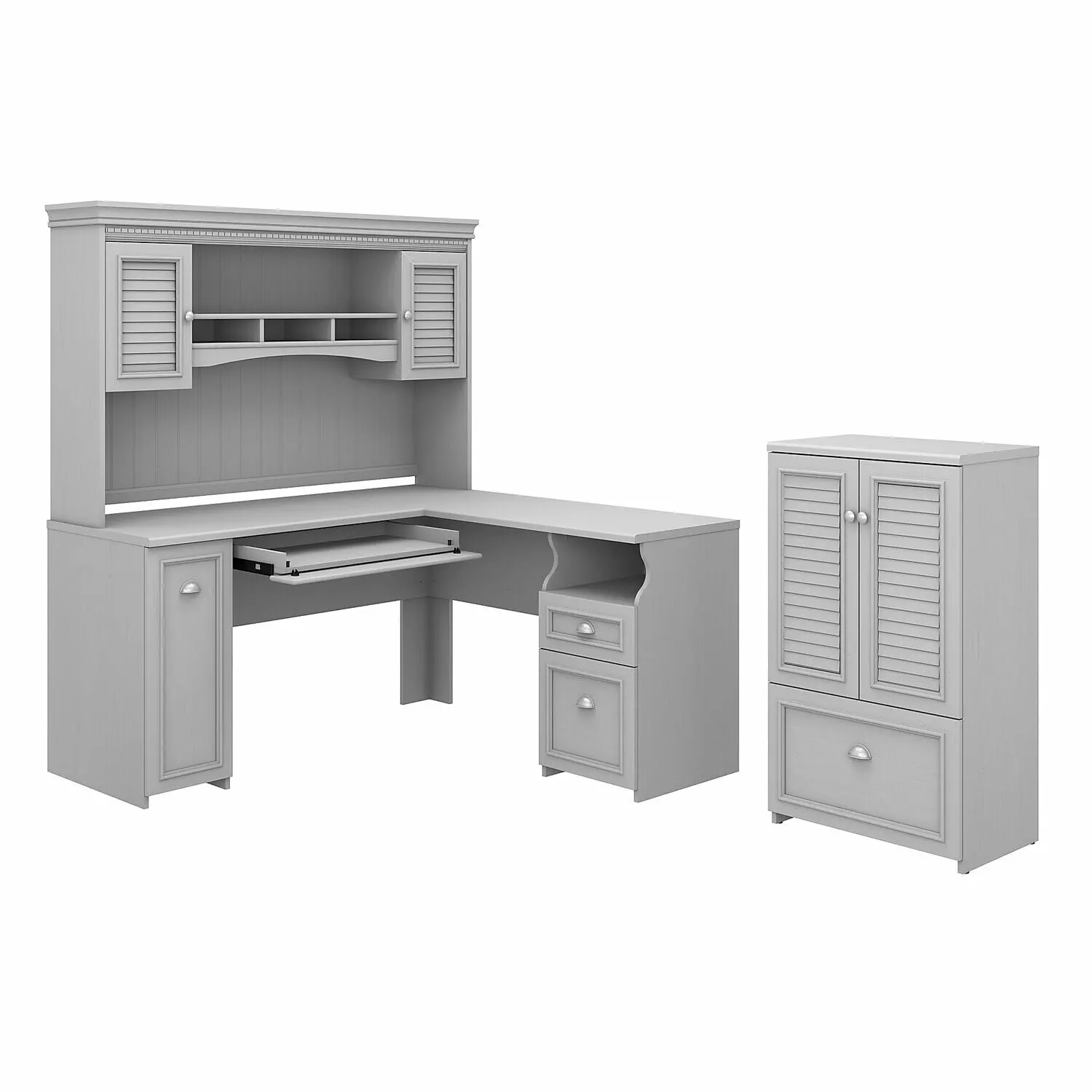 Maykoosh Southwestern Style 60W L Shaped Desk Hutch And Storage Cabinet File Drawer