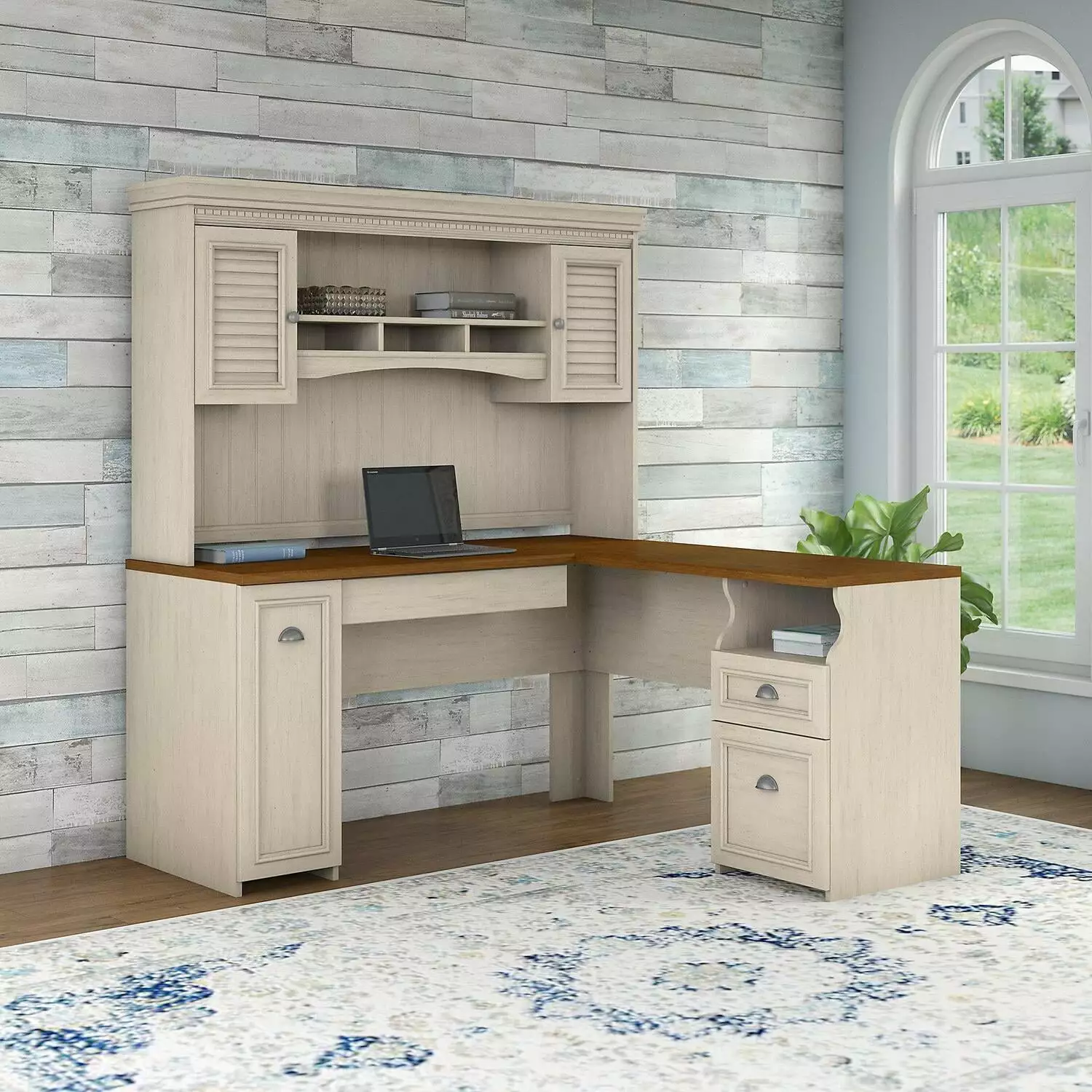 Maykoosh Southwestern Style L Shaped Desk Hutch - Rustic Office Furniture