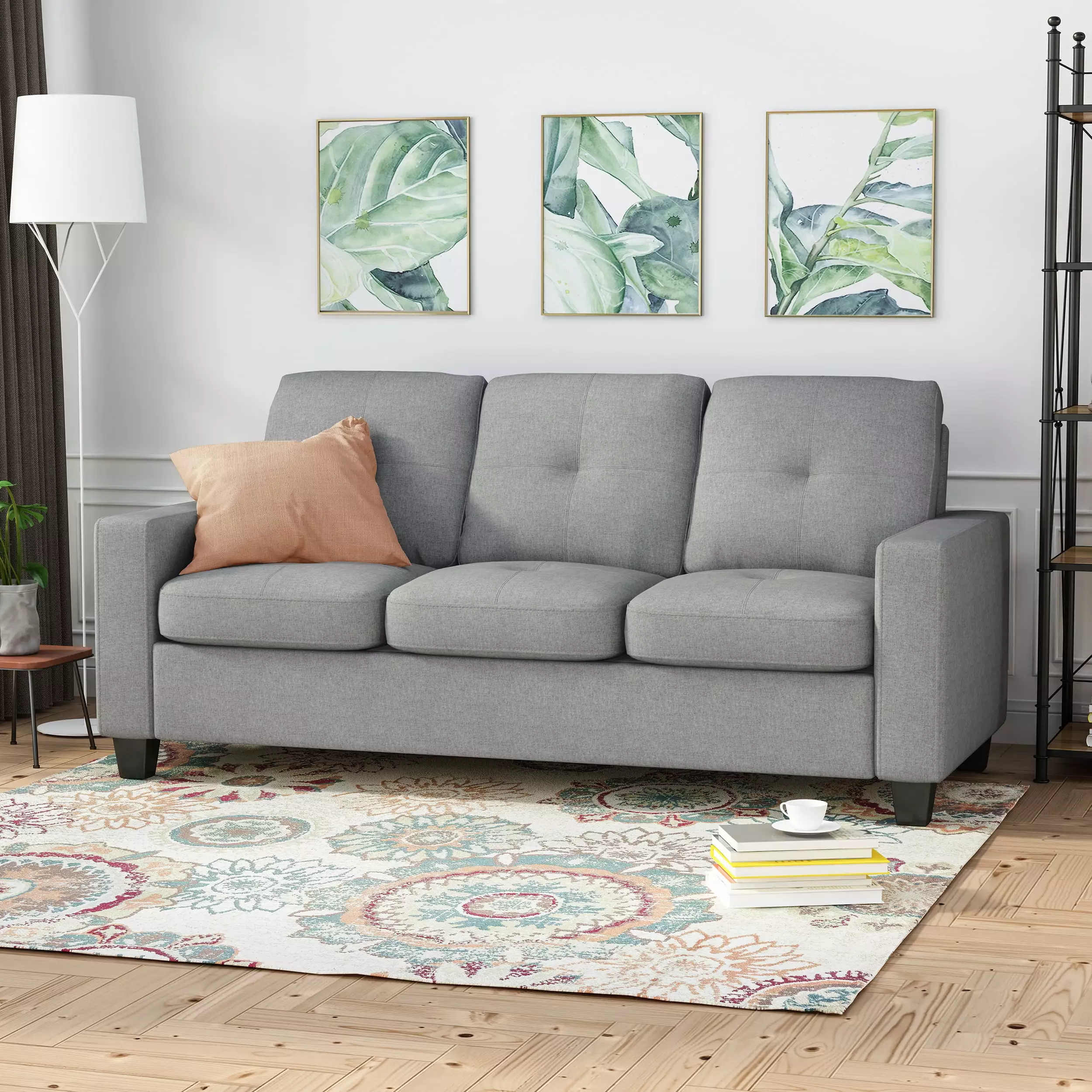 CoSoTower Viviana Three-Seater Sofa Wood Legs - Spacious Living Room Couch
