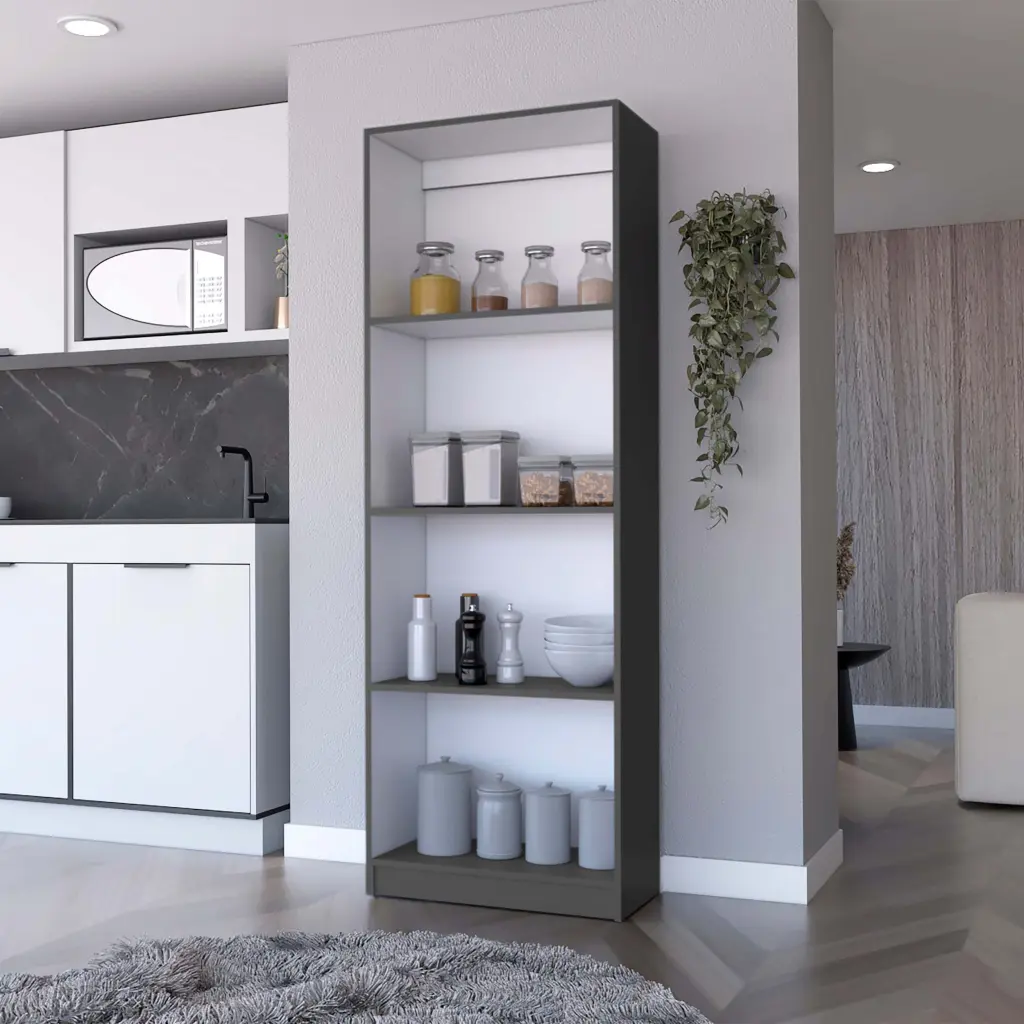 Zachary Matt Gray And White Tier Storage Shelves Bookcase 4 Shelf Modern Organizer furniture max