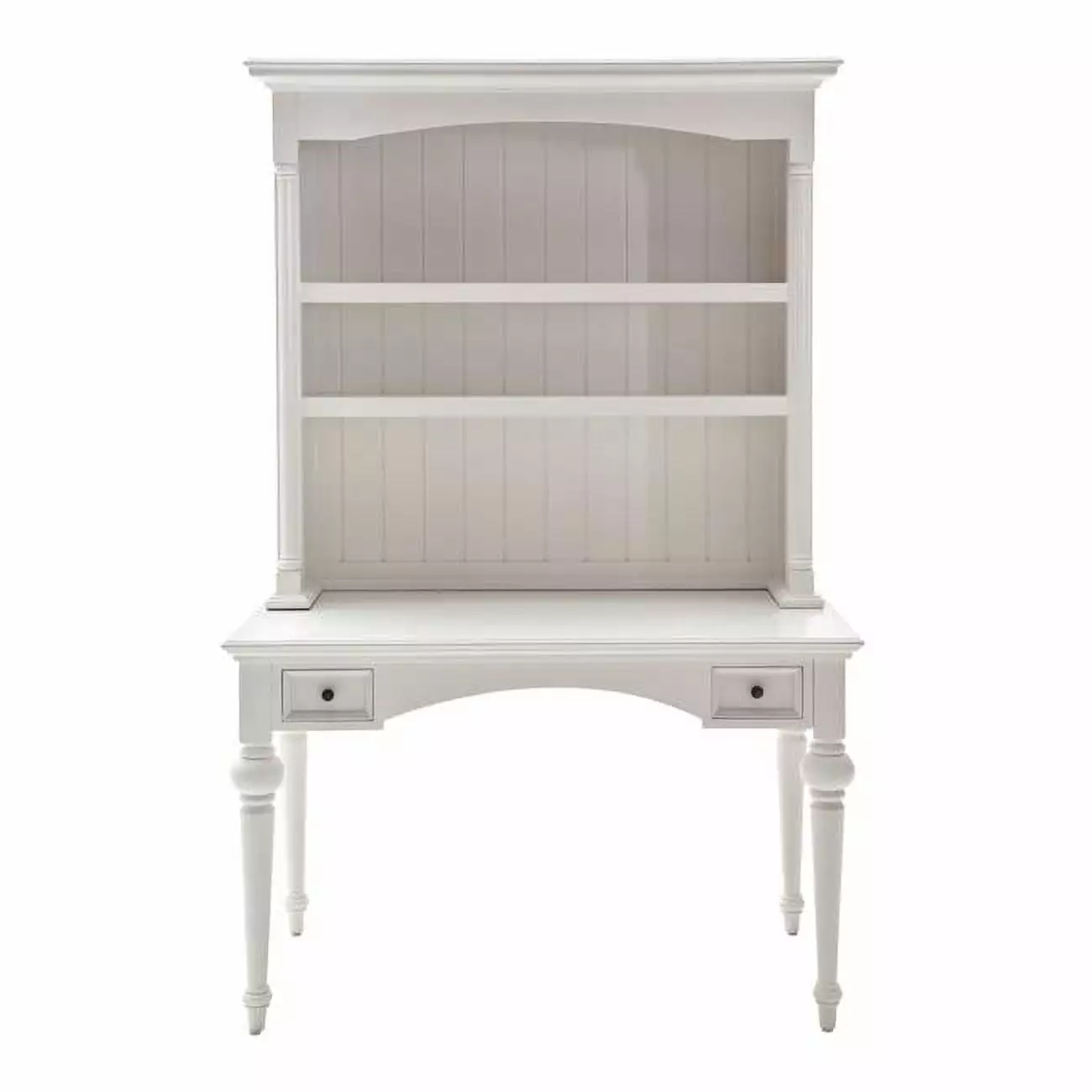 HomeRoots Provencial Writing Desk Hutch Antiqued White Finish