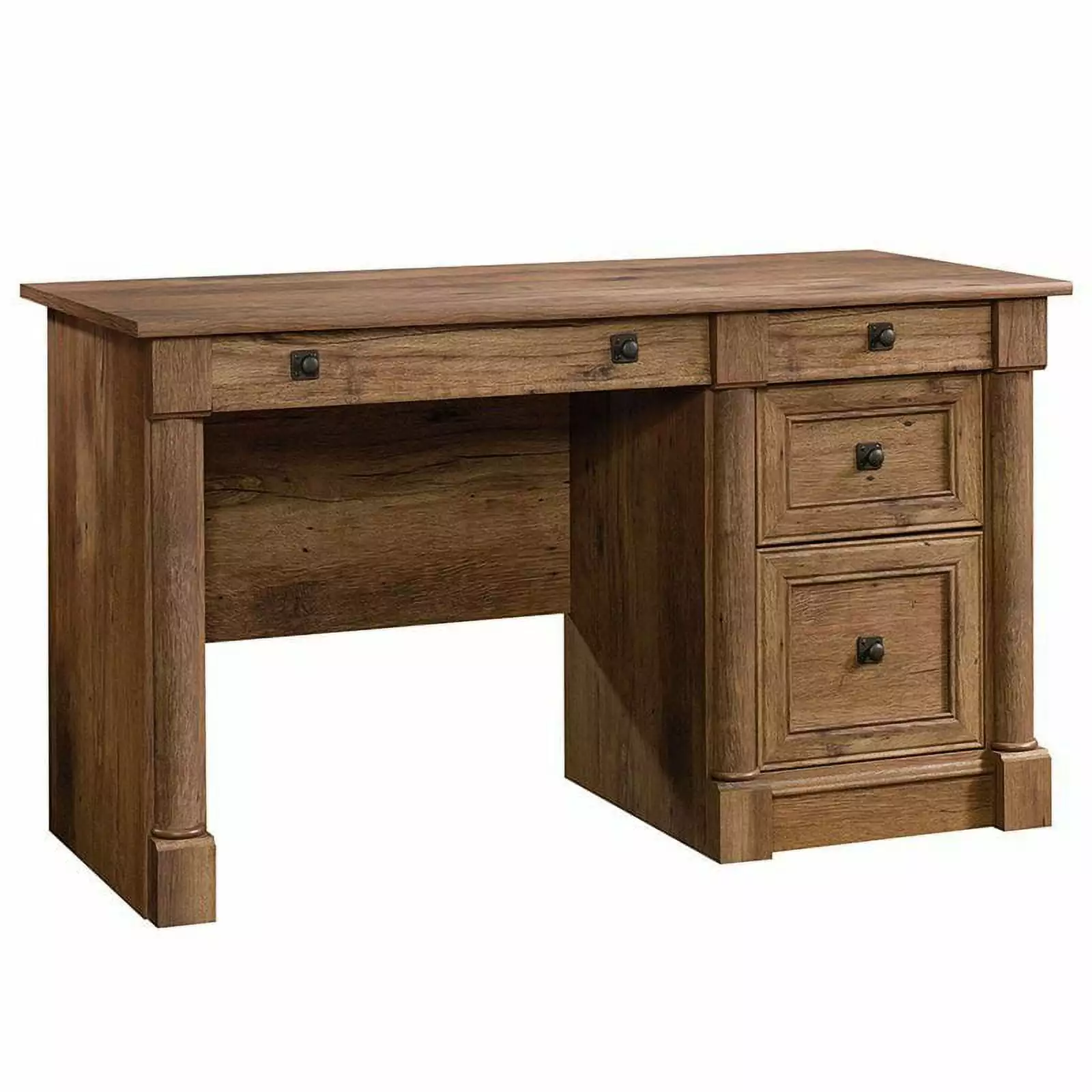 Pemberly Row Traditional Style Home Office Computer Desk Vintage Oak Drawers