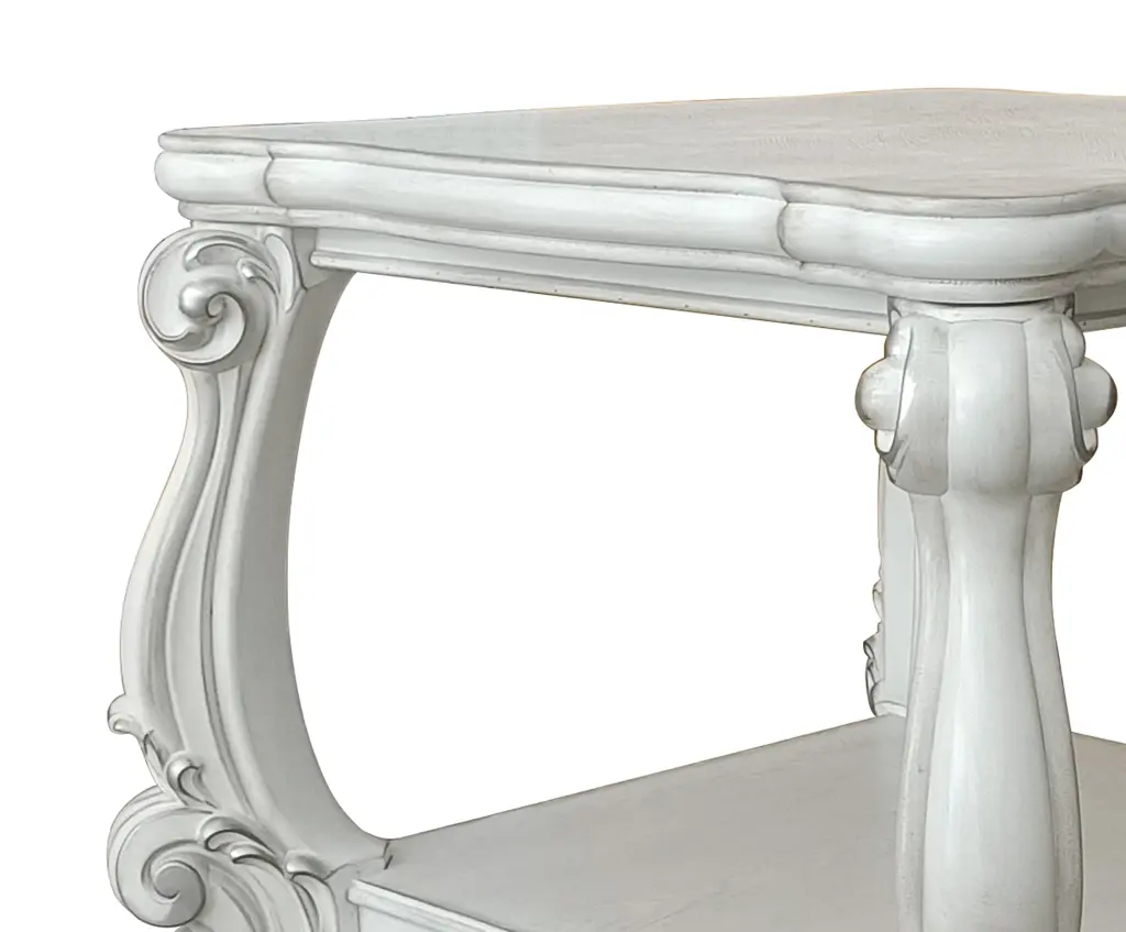 Bone White End Table Bottom Shelf Traditional Living Space furniture max