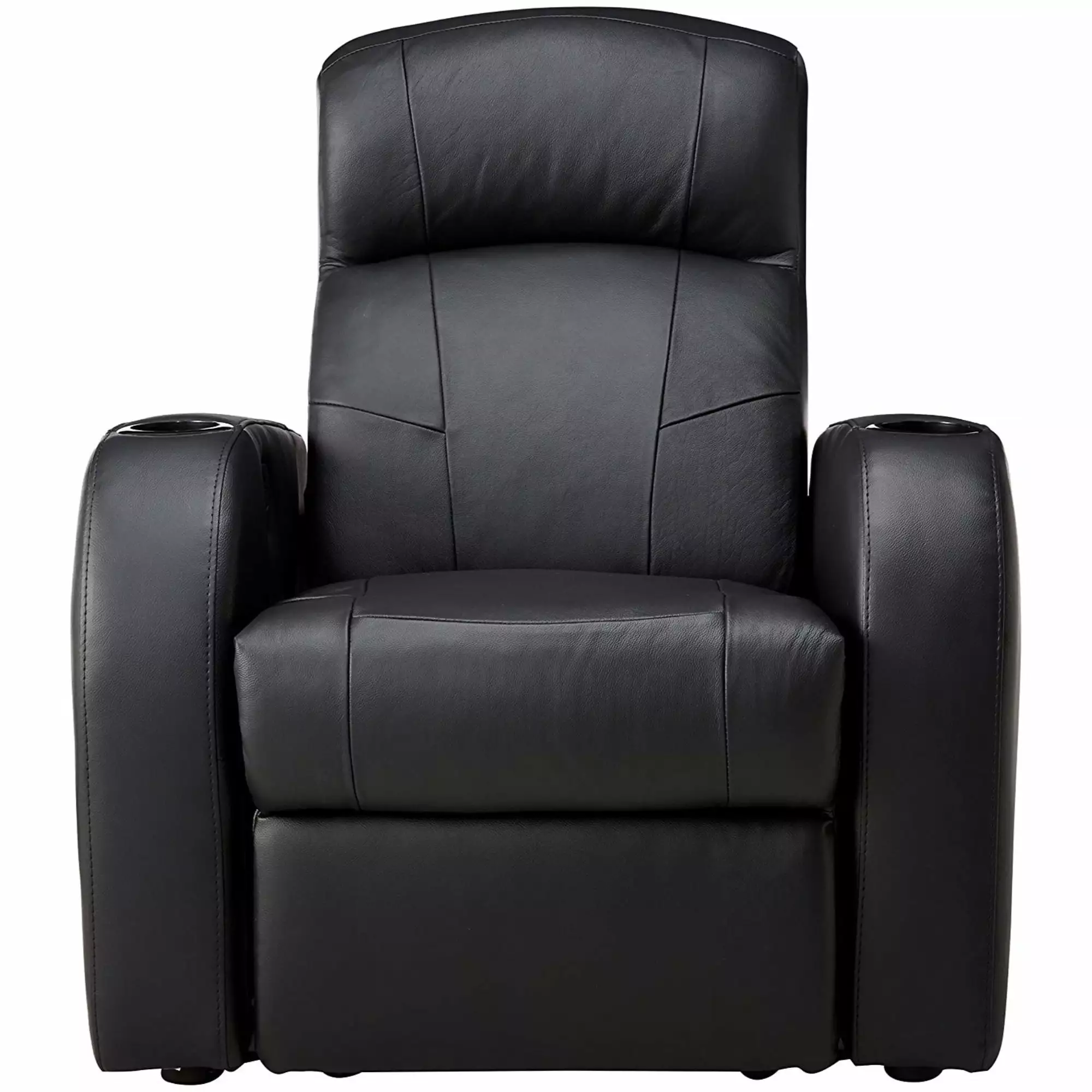 Plush Padded Leather Upholstered Recliner Metal Framework Gray Benzara