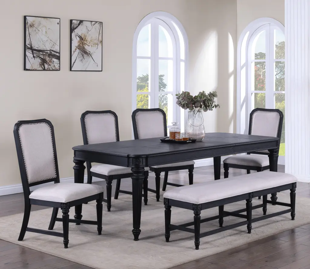 Formal Traditional 6-Piece Dining Room Set Dark Brown Finish 18-Inch Extension kanepe