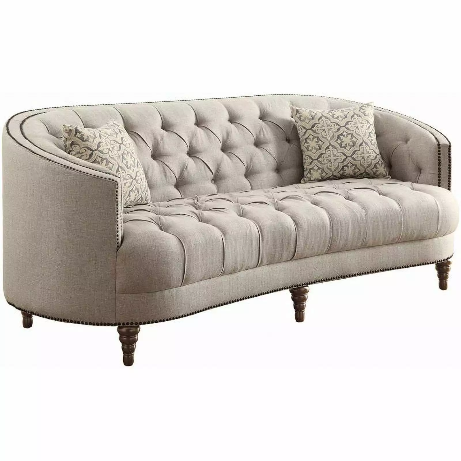 Bowery Hill Traditional Sloped Arm Upholstered Sofa Gray Comfortable Living Room Seating