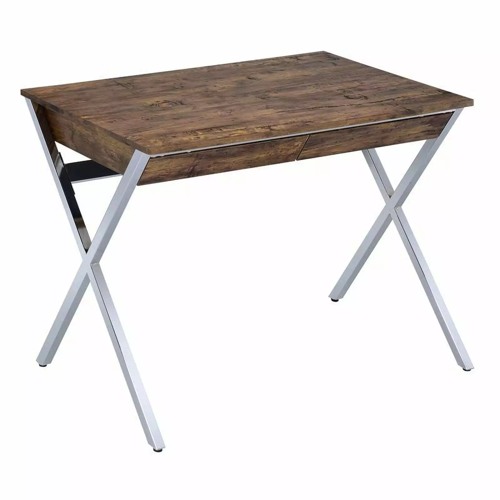 UrbanPro Transitional Home Office Desk Weathered Oak and Chrome