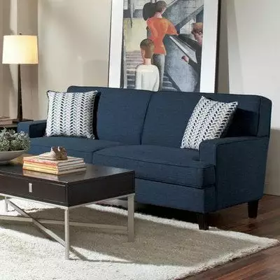 Coaster Finley Transitional Blue Sofa Cappuccino Finish Comfortable Living Room Seating Coaster Company