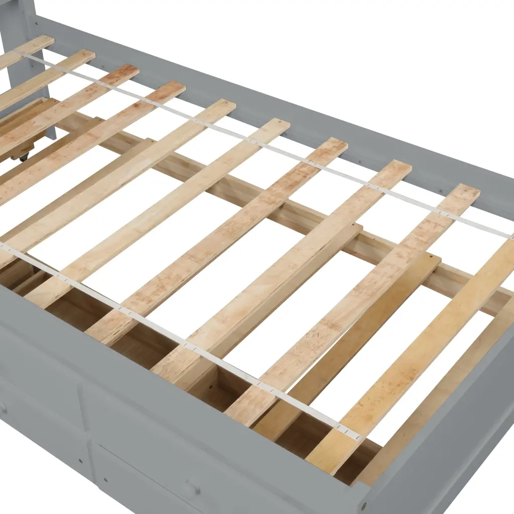 Twin Bed Twin Trundle Drawers Grey Twin Grey Pine Space Saving Bed Frame inspirit
