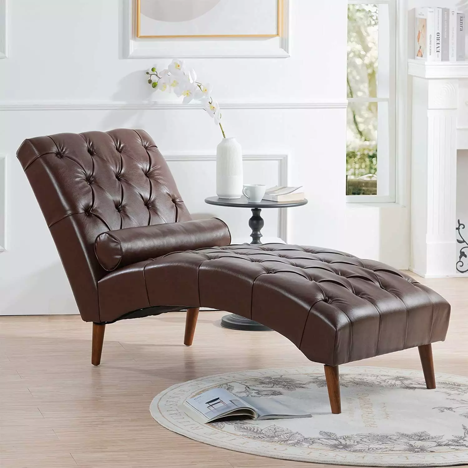 Modern Tufted Recliner Indoor Lounge Armless Chair Comfortable Reading Chair Blue Fabric Yatoro