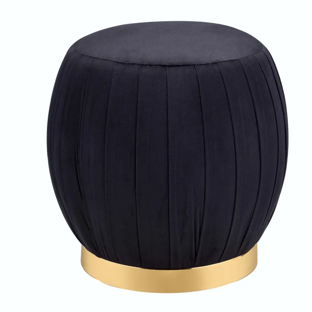 Black And Gold Round Tufted Ottoman Living Room Decor furniture max