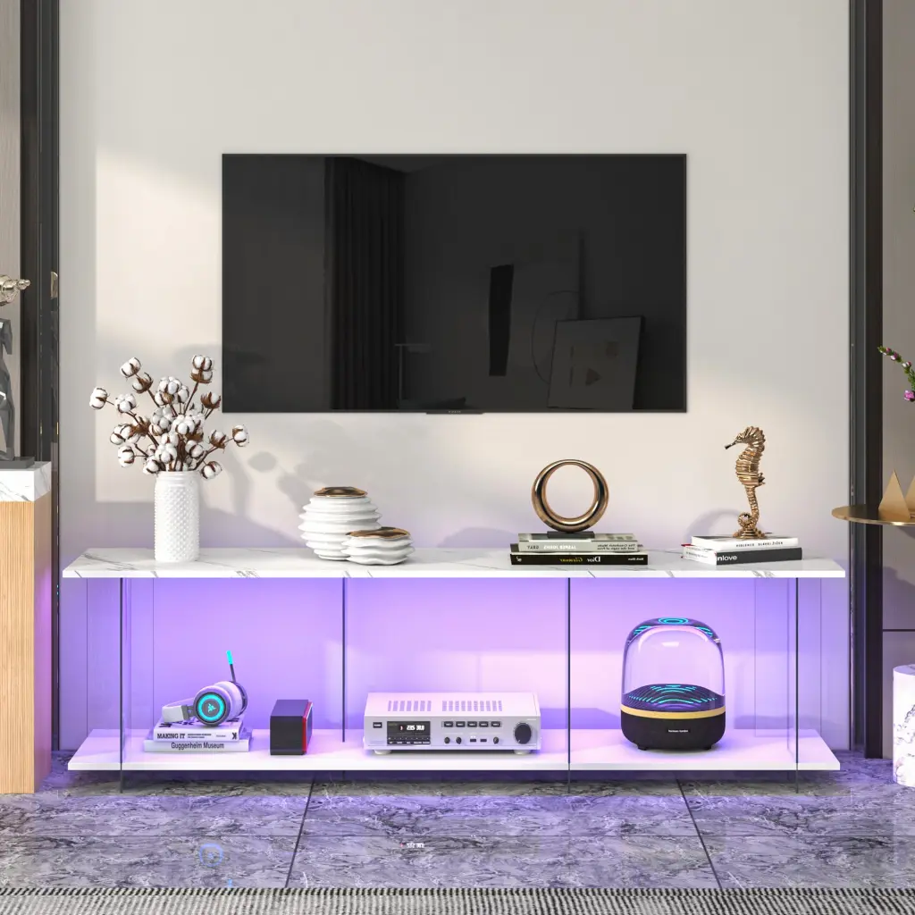 Yakeli TV Stand Cabinet Partition Table Imitation Marble Media Console jxy furniture