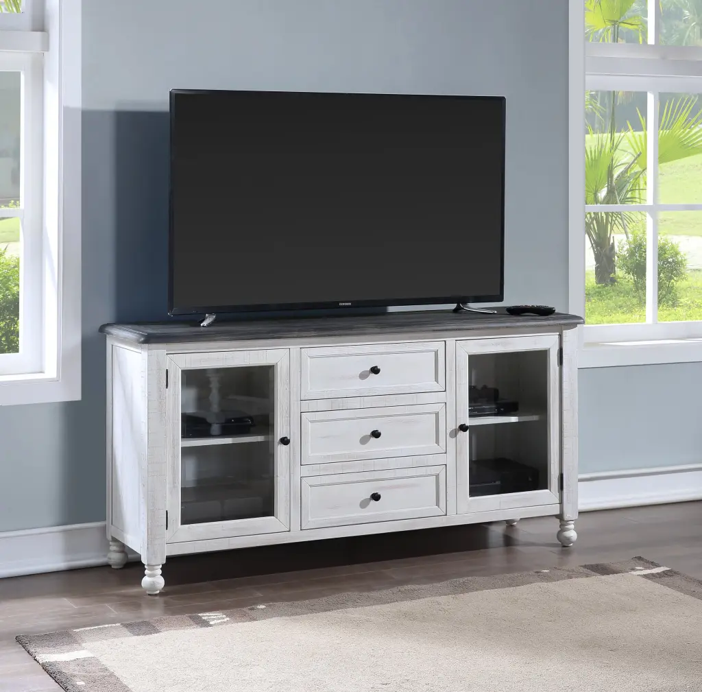 Heston TV Stand Or Server White Wood Finish steve silver furniture