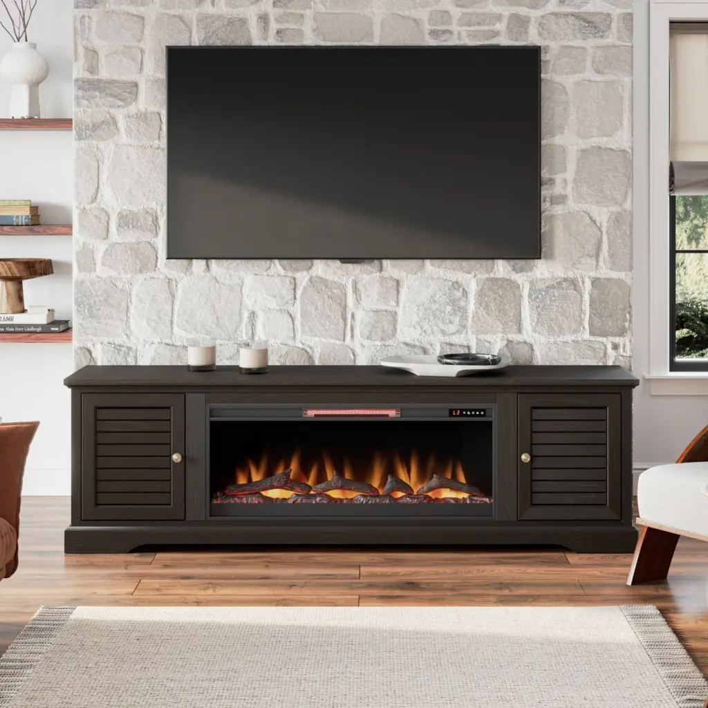 Topanga 83 Inch Electric Fireplace TV Console TVs Up to 95 Inches bridgevine home