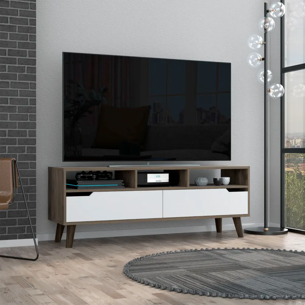 Kobe TV Stand TVs Up to 52 Inches Three Open Shelves and Two Flexible Drawers rta mubles colombia