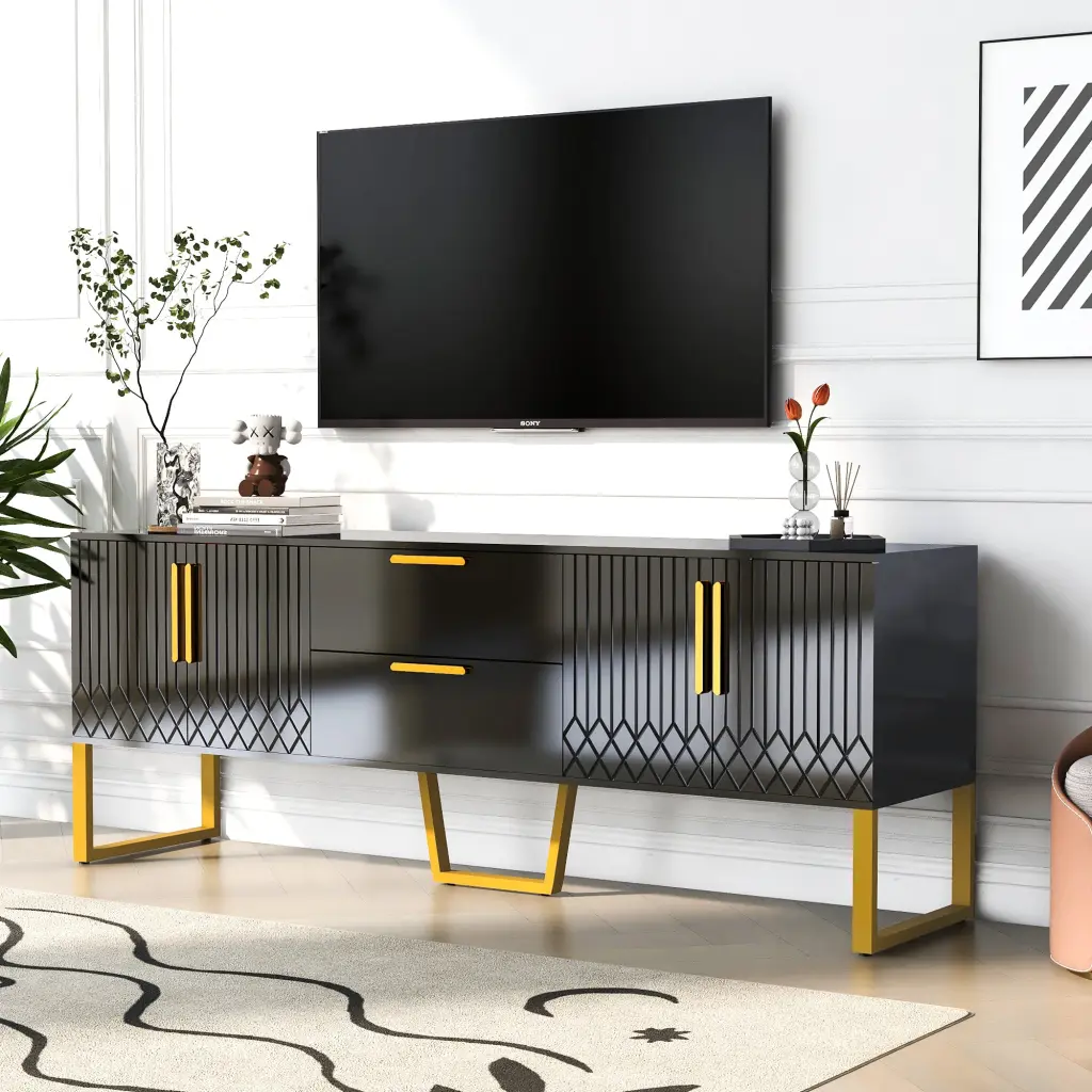 Modern TV Stand TVs Up to 75 Inches Storage Cabinet Drawers u-can