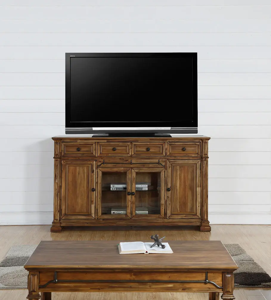 Barclay 72 Inch TV Stand Console No Assembly Required Rustic Acacia Wood bridgevine home