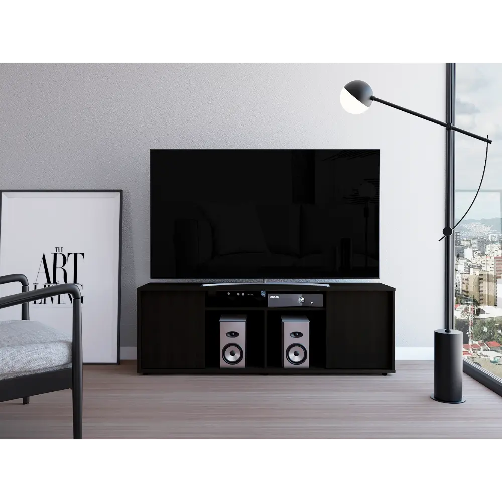 TV Stand TVs Up to 55 Inches Two Cabinets Single Door and Four Shelves depot e-shop