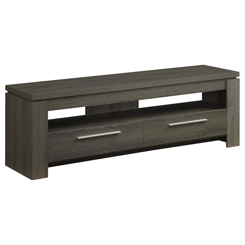 Weathered Grey 59 Inch 2 Drawer TV Console Living Space furniture max