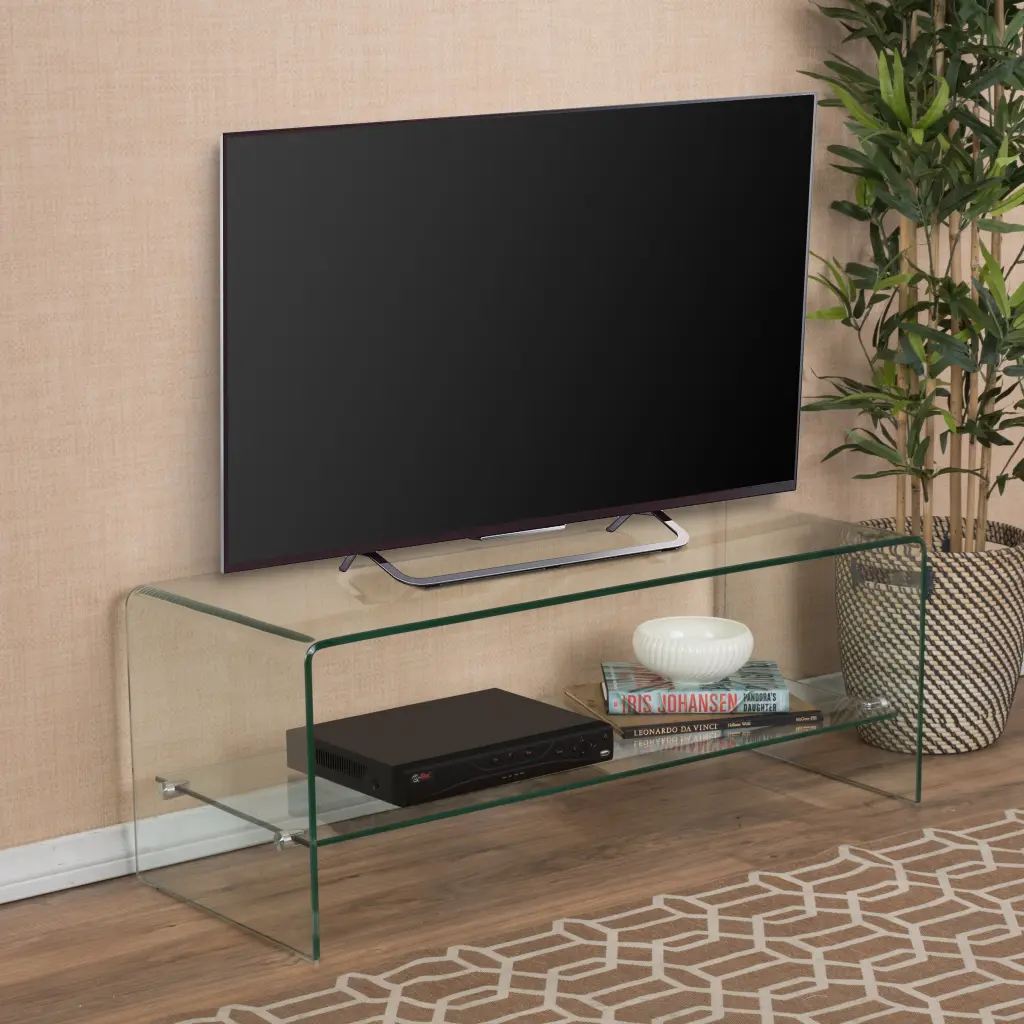 39 Inches Clear Glass TV Stand Flat Screen TVs Under 40 Inches nh-cloudhouse