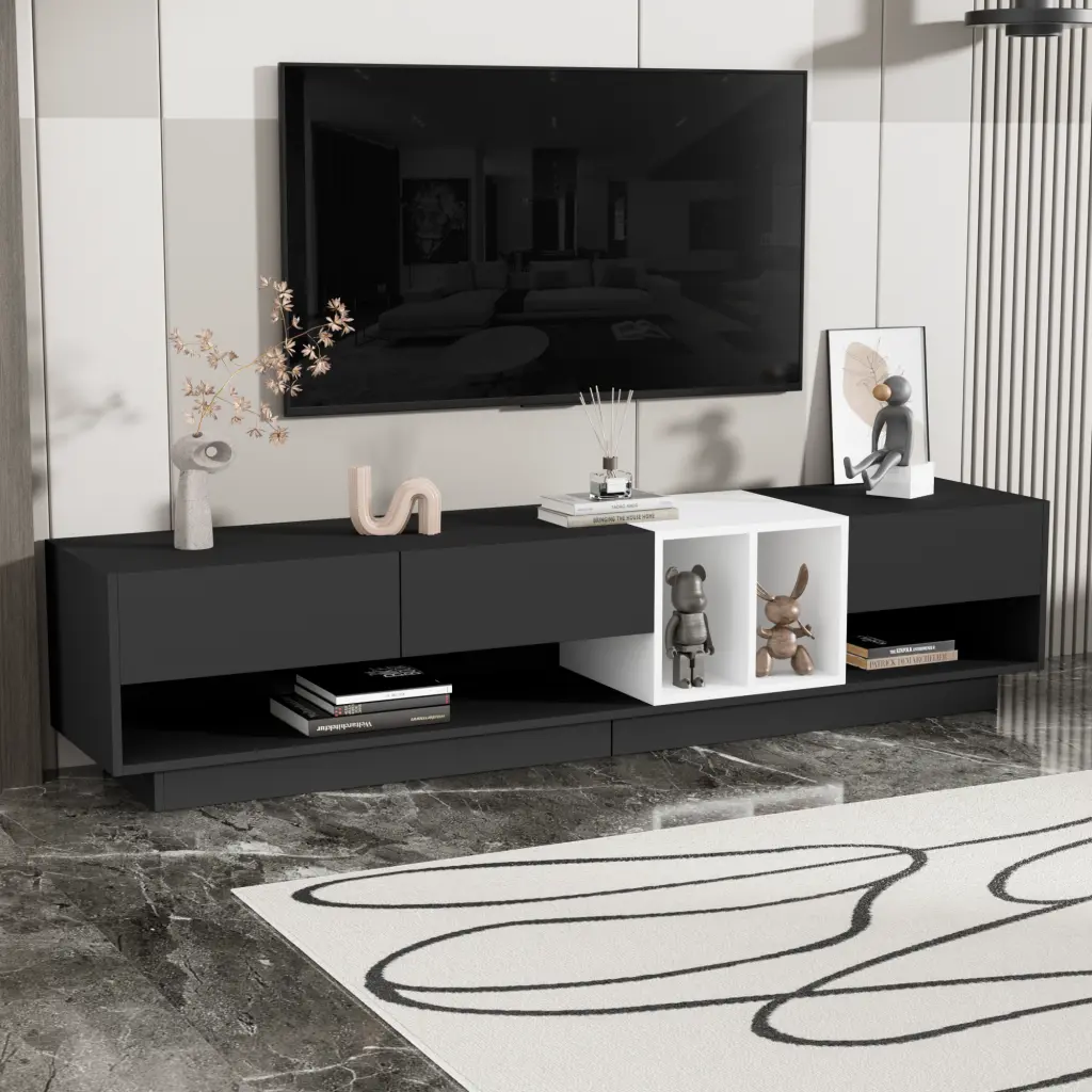 Polished and Chic TV Stand Refined Storage Solution Two Tone rnb