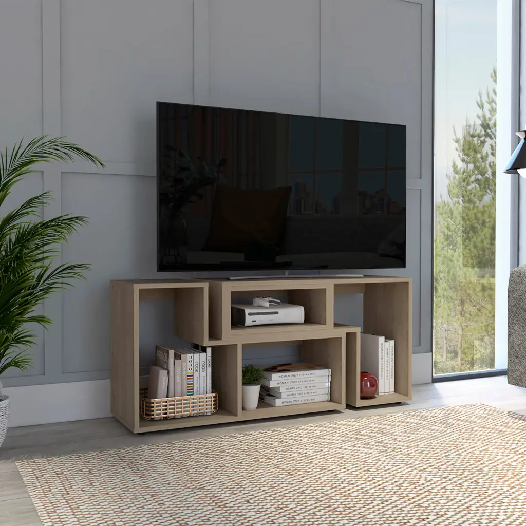 Being Extendable Tv Stand, Multiple Shelves Light Pine Beige rta mubles colombia