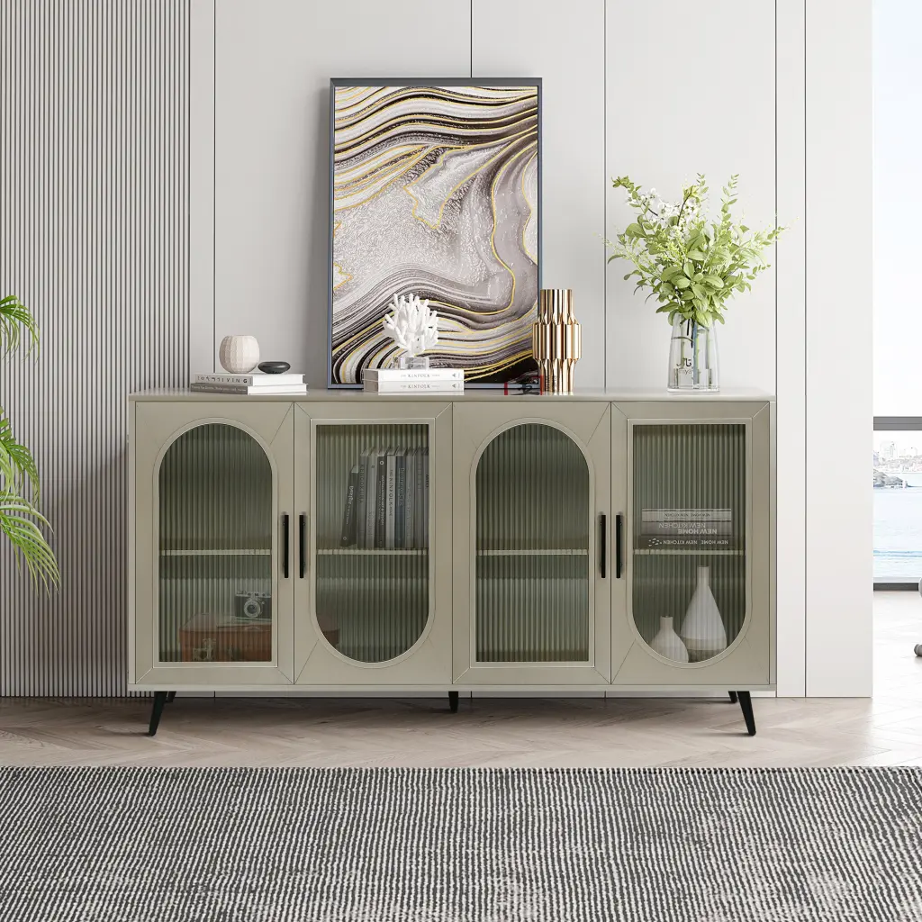 TV Stand 65 Inch TV Wood TV Stand Storage Cabinet Adjustable Shelves zrun furniture