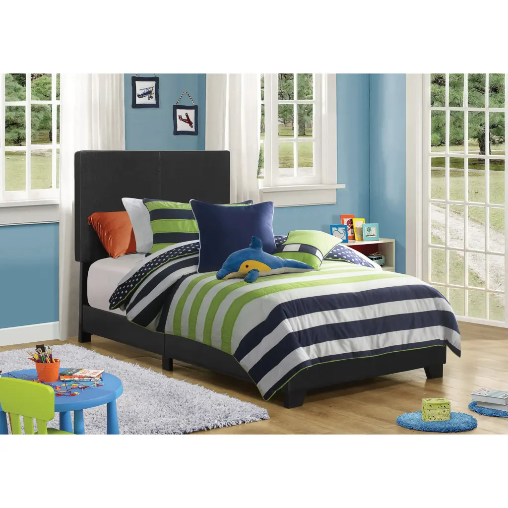 Black Twin Panel Bed Box Spring Required Twin Black Wood Bedroom Bed Frame furniture max