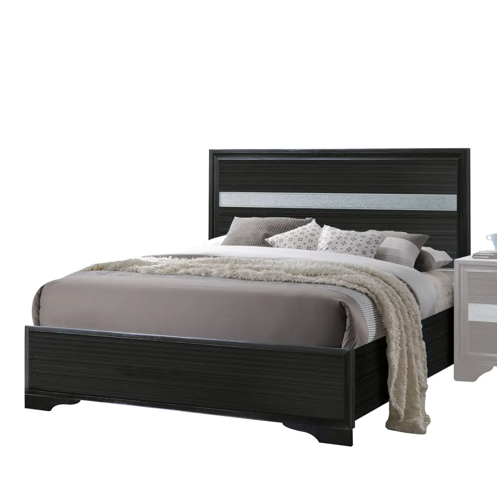 Black Twin Panel Bed Sparkling Inlay Box Spring Required furniture max
