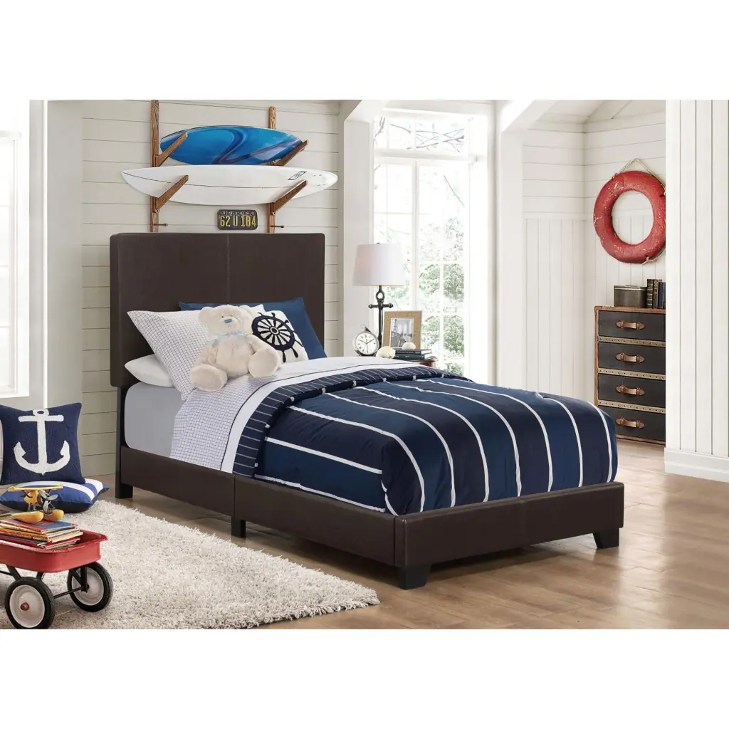 Brown Twin Panel Bed Box Spring Required Twin Wood Bedroom Furniture furniture max