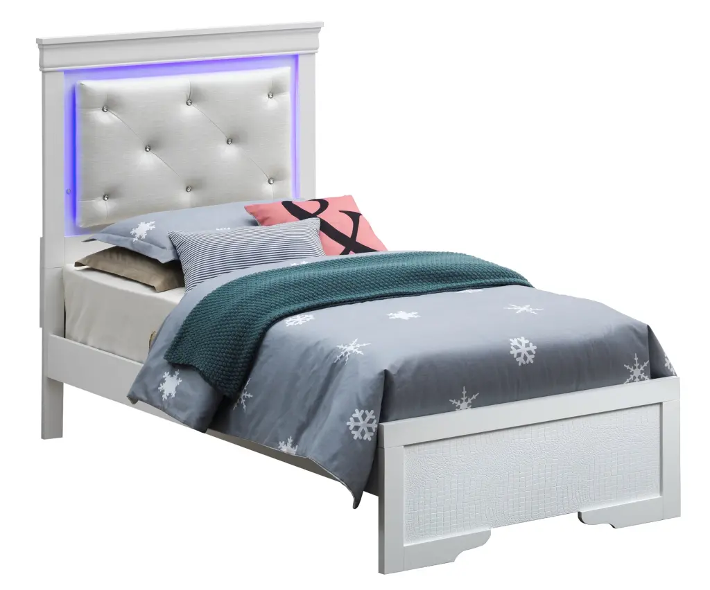 Lorana G6590C Tb3 Twin Bed Silver Champagne Champagne Particle Board glory furniture
