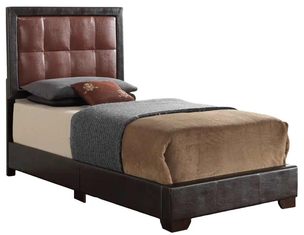 Panello G2582 Tb Up Twin Bed Dark Brown Foam Pu Modern Bed Frame glory furniture