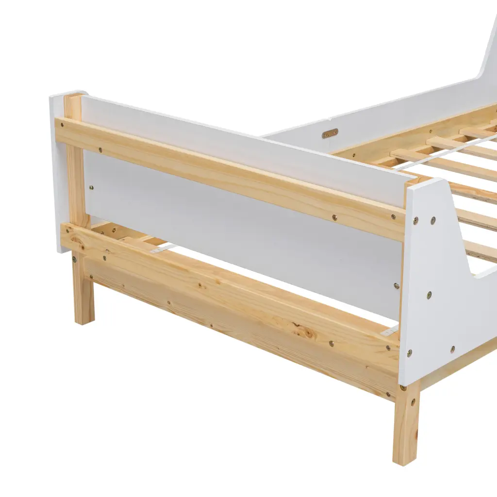 Twin Bed Headboard Footboard Secure Guards Wooden Childrens Bed Frame inspirit