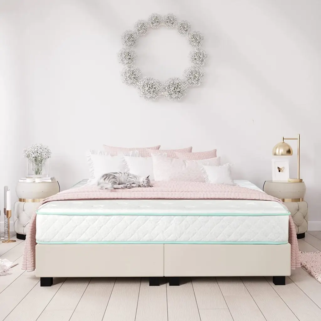 Twin XL 9 Inch Aloe Vera Hybrid Mattress Medium Firm Tight Top brn sleep products