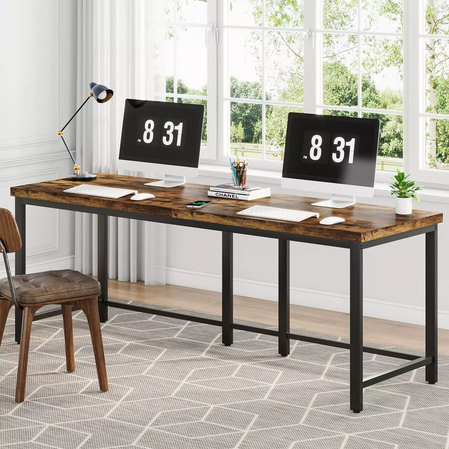 Tribesigns 78.7 inch Double Computer Desk Extra Long 2 Person Desk Workstation Home Office