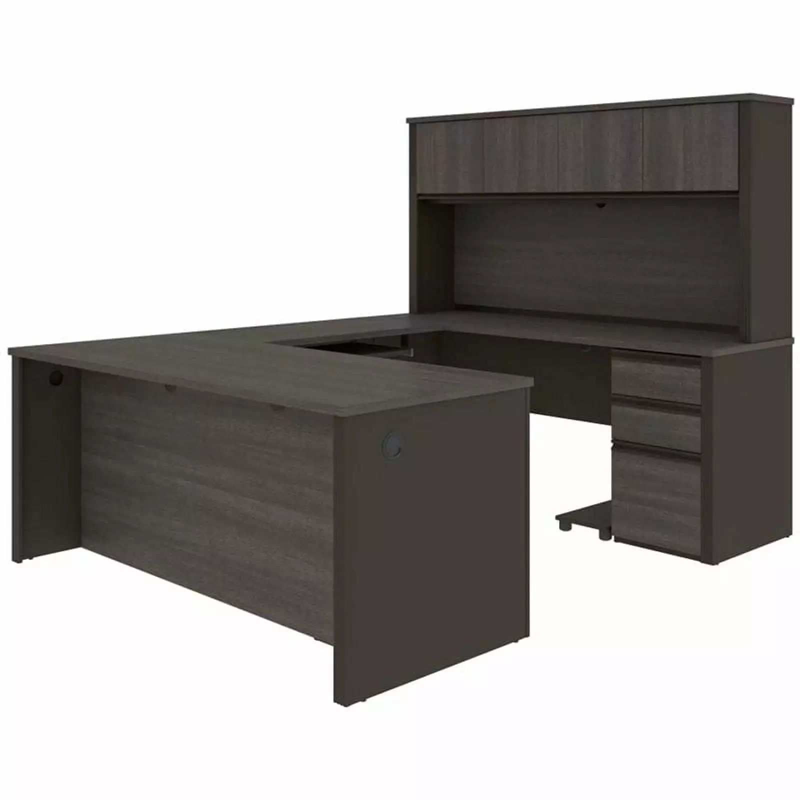 Atlin Designs 6-Piece U Shaped Computer Desk Hutch Bark Gray