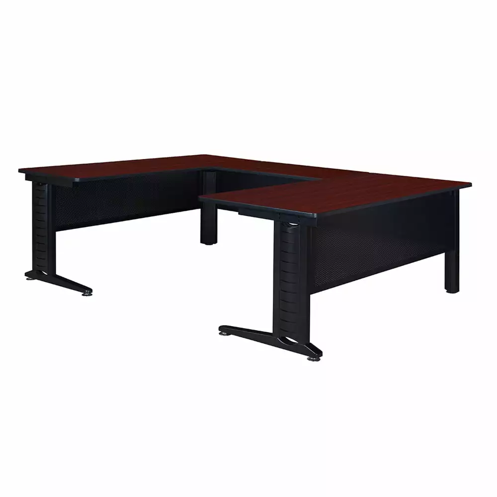 Belen Kox Fusion 72 U-Desk Shell 48 Bridge Mahogany Office Workstation