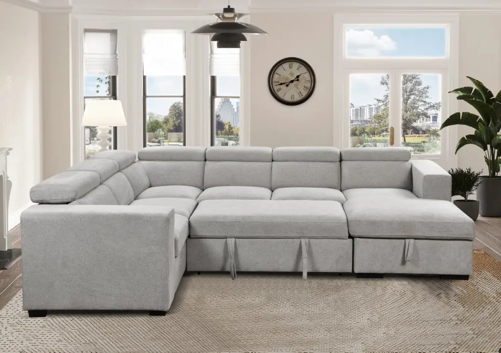 123 Modern U Influenced 7 Seat Sectional Sofa Couch Adjustable Headrest happy home
