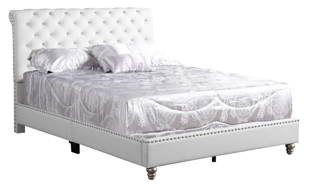 Maxx G1938 FB Up Tufted Upholstered Bed White Foam PU glory furniture