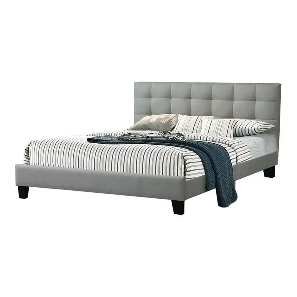 Eve Platform King Size Bed Vertical Channel Tufted Upholstery royal hampton