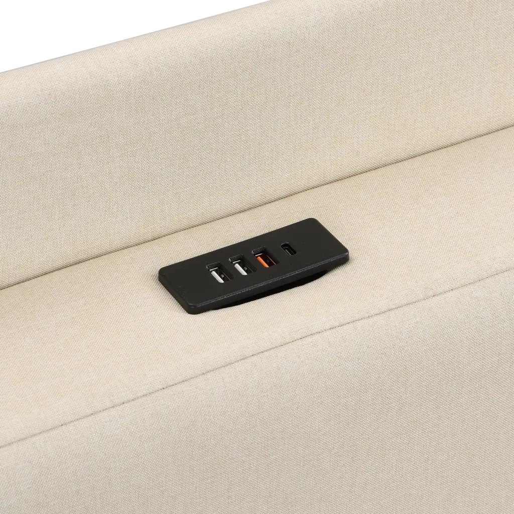 Queen Size Bed Frame 2 Storage Drawers Upholstered Fabric Headboard wr furniture