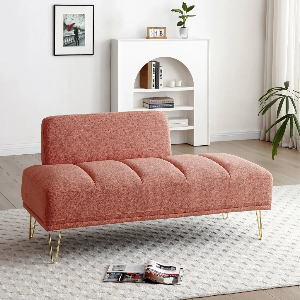 56.3" Modern End Bed Bench, Teddy Fabric Upholstered 2 Seater trusting furniture