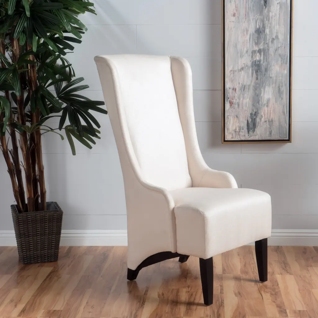 Dining Chair Beige Wood Fabric Upholstered Modern Kitchen Chair nh-comfortcove