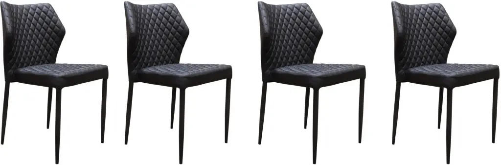 Diamond Tufted Dining Chair Metal Legs Black Set Four Black Metal royal hampton