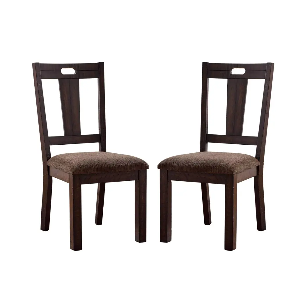 Set 2 Dining Chairs Upholstered Seat Walnut and Ash Brown simple relax