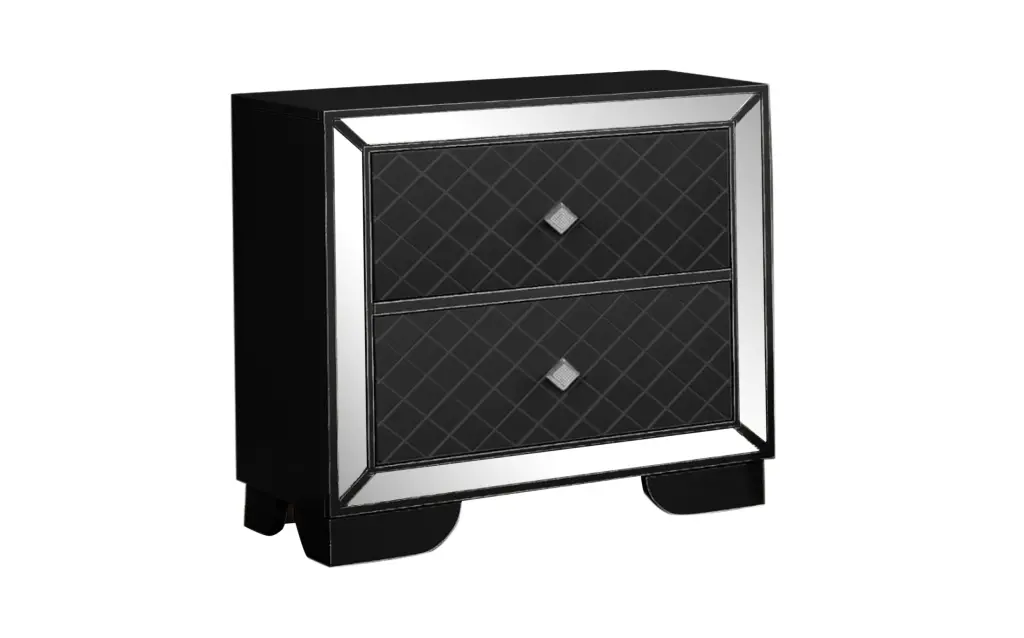 Madison Upholstered Nightstand Made Wood Black Solid Finish galaxy home furnishings